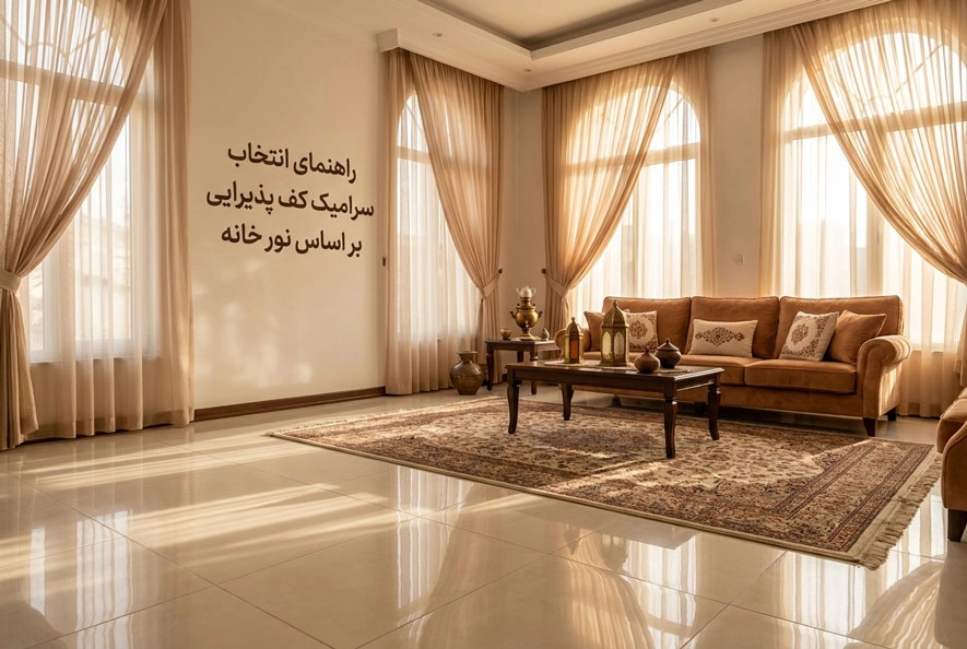 راهنمای انتخاب سرامیک کف پذیرایی بر اساس نور خانه